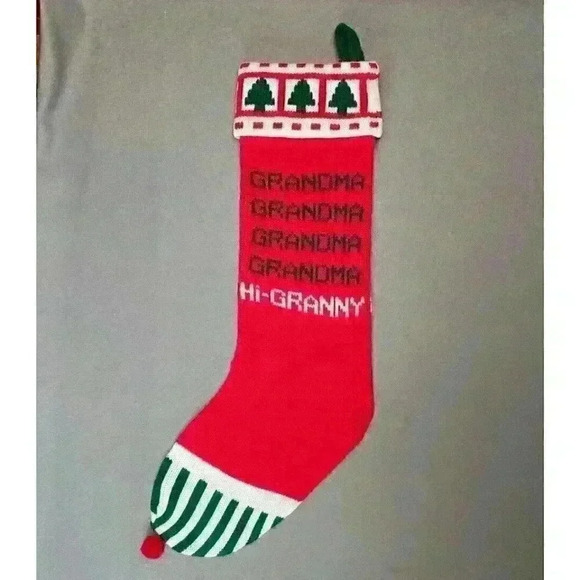 Kurt S. Adler Vintage 1983 Grandma "Hi Granny" Red Knit Christmas Stocking 20" - Picture 2 of 5